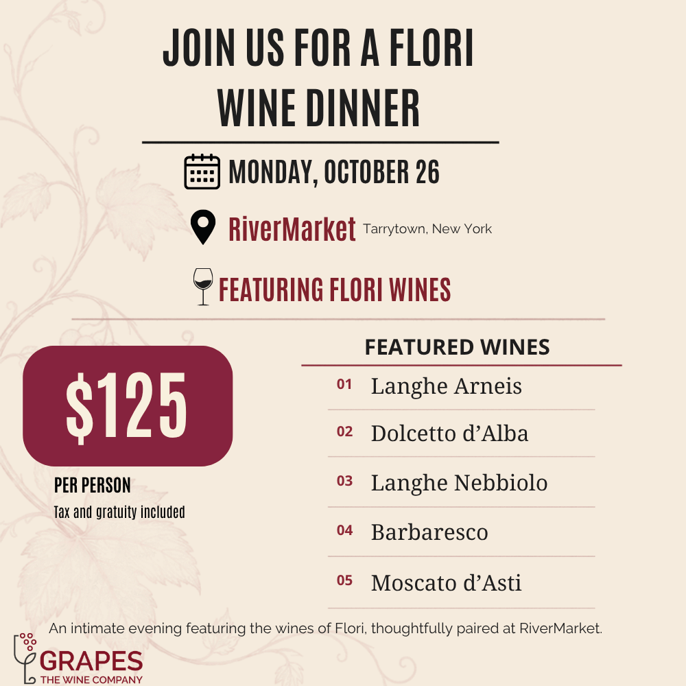 Flori Wine Dinner October 26th 2026 Each